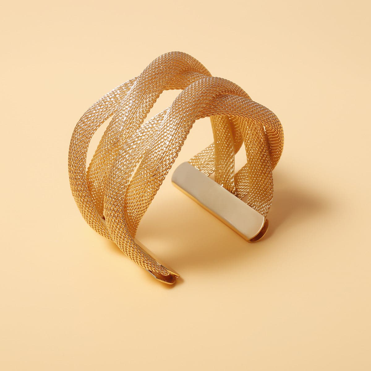 18K Gold-Plated Net Stacked Cuff