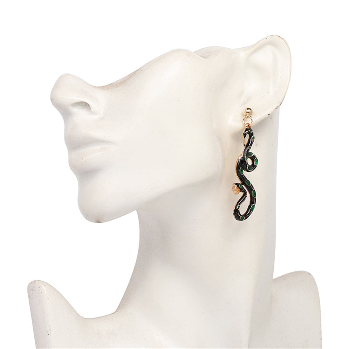 Black & Green Cubic Zirconia Snake Drop Earrings