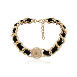 Black Velvet & Goldtone Figaro Choker Necklace