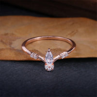 Cubic Zirconia & 18k Rose Gold-Plated Marquise-Cut Ring - streetregion