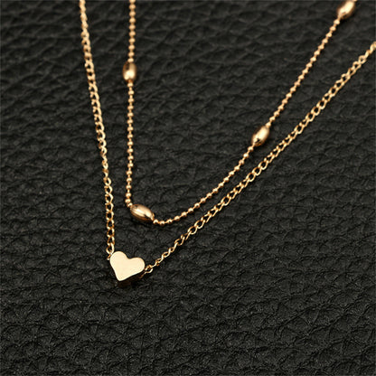 18K Gold-Plated Heart Ball Chain Layered Pendant Necklace, gold pendant necklace for women, styled look