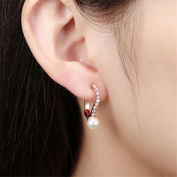 Pearl & 18k Rose Gold-Plated Huggie Earrings