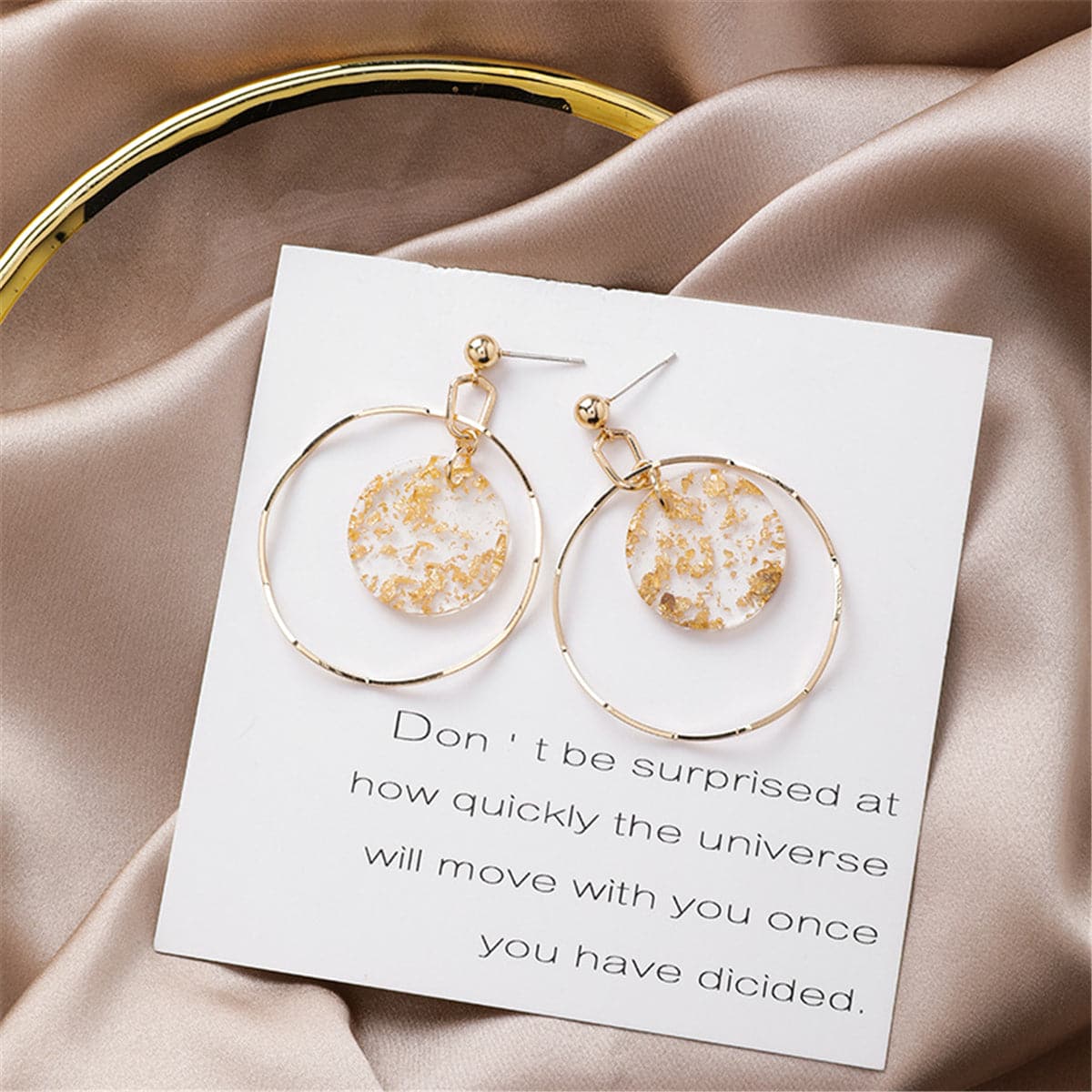 18K Rose Gold-Plated Geometric Drop Earrings, rose gold drop earrings for women, botanical inspired, styled look