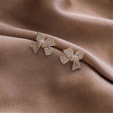 Cubic Zirconia & 18k Gold-Plated Bow Stud Earrings