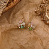 Cubic Zirconia & Pearl Blossom Arrangement Stud Earrings
