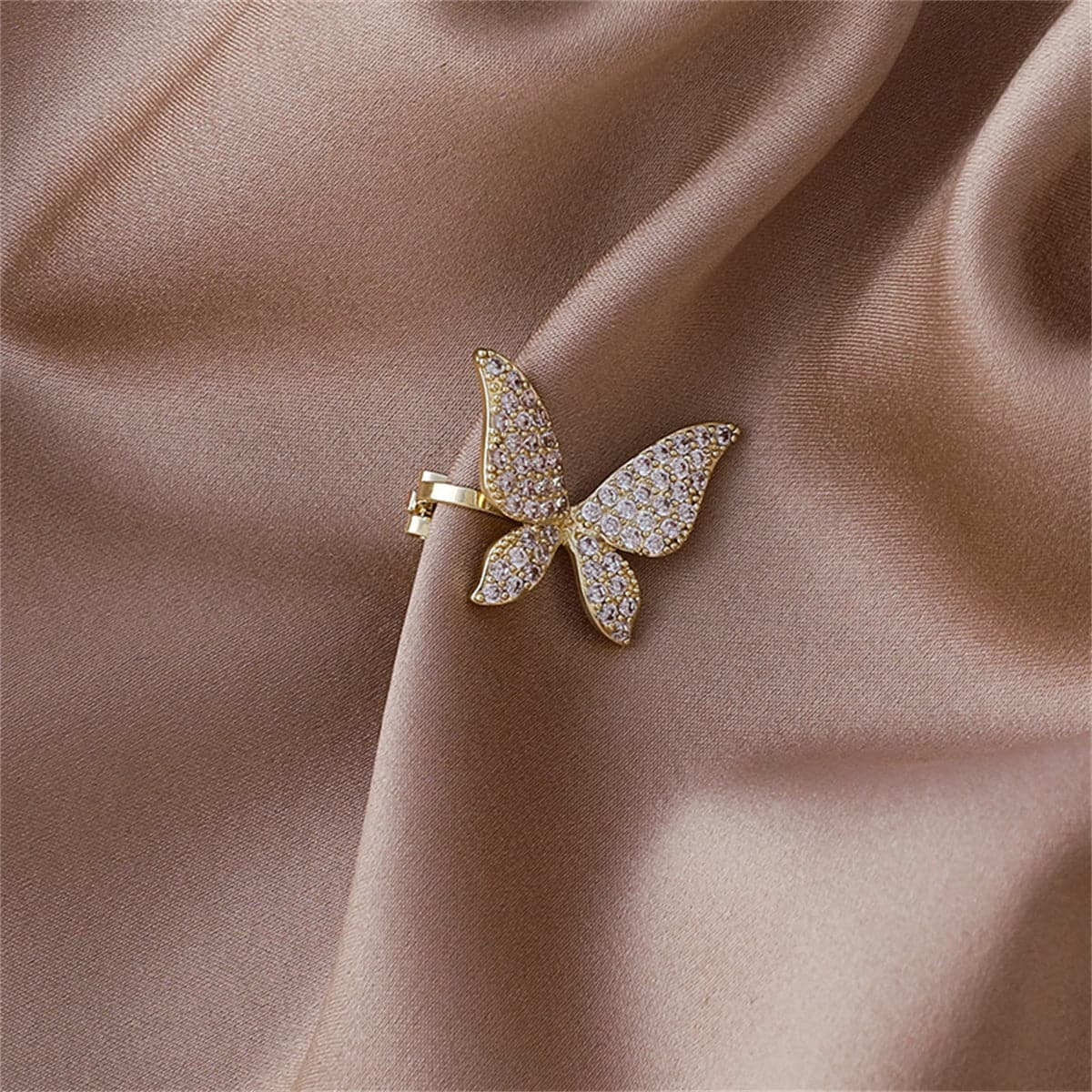 Cubic Zirconia and 18K Gold-Plated Butterfly Ear Cuffs, gold earrings for women, elegant gift for her, lifestyle look