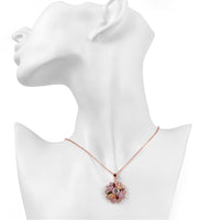 Cubic Zirconia & 18k Rose Gold-Plated Burst Pendant Necklace - streetregion