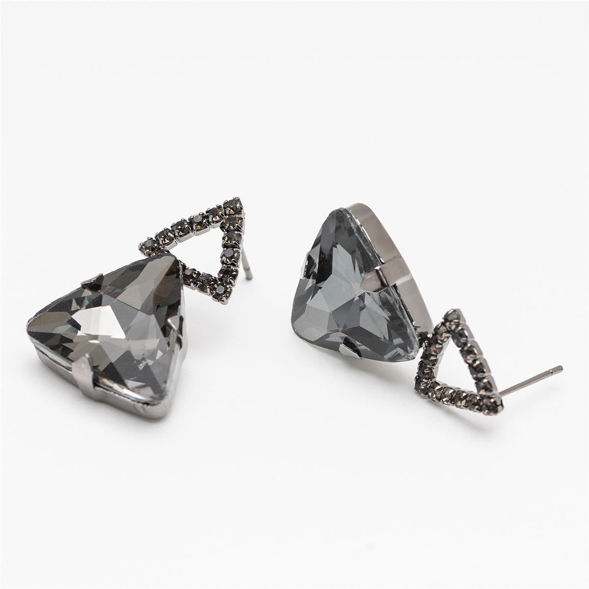 Gray & Rhodium-Plated Triangle Drop Earrings