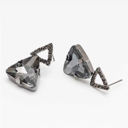 Gray & Rhodium-Plated Triangle Drop Earrings