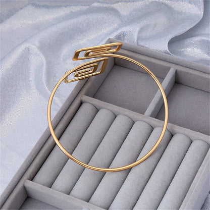18K Gold-Plated Stacked-Square Bypass Arm Cuff, elegant gift for her, styled look