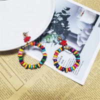 Red & Blue Round Star Drop Earrings