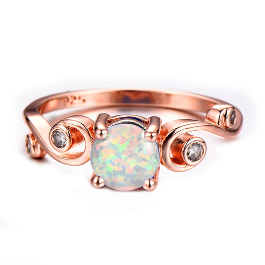 Opal and Cubic Zirconia Wave Ring, statement rings for women, everyday style, front view