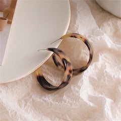 Brown & Beige Tortoise Hoop Earrings