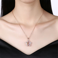 Multi-Color Crystal Snowflake Pendant Necklace