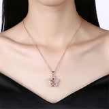 Multi-Color Crystal Snowflake Pendant Necklace