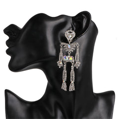 Crystal & Cubic Zirconia Skeleton Drop Earrings