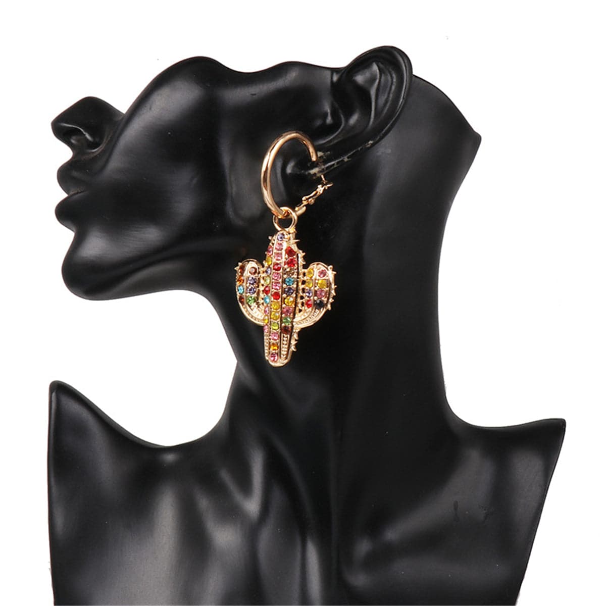 Blue & Yellow Cubic Zirconia 18K Gold-Plated Cactus Drop Earrings