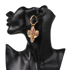 Blue & Yellow Cubic Zirconia 18K Gold-Plated Cactus Drop Earrings