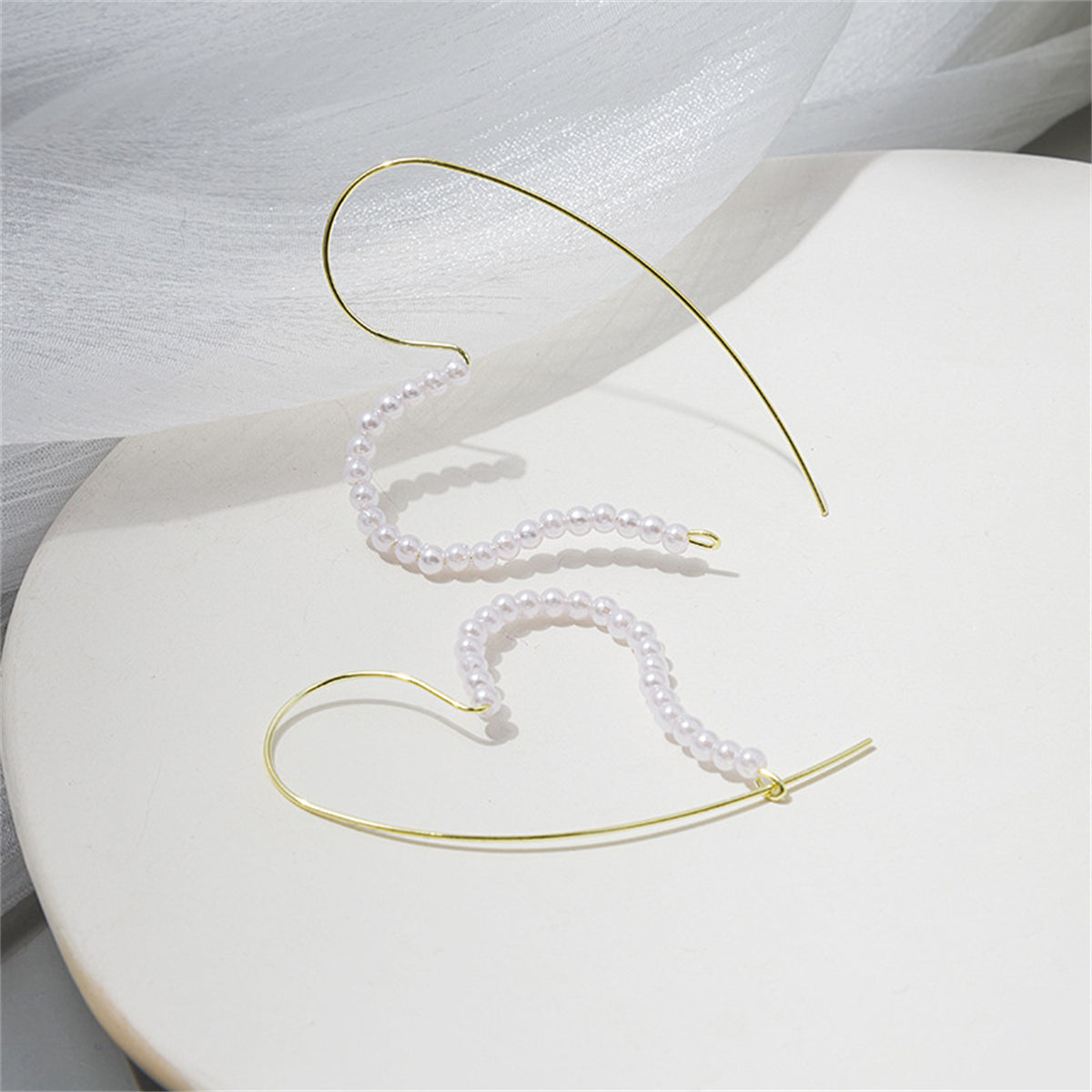 Pearl & 18K Gold-Plated Heart Hoop Earring