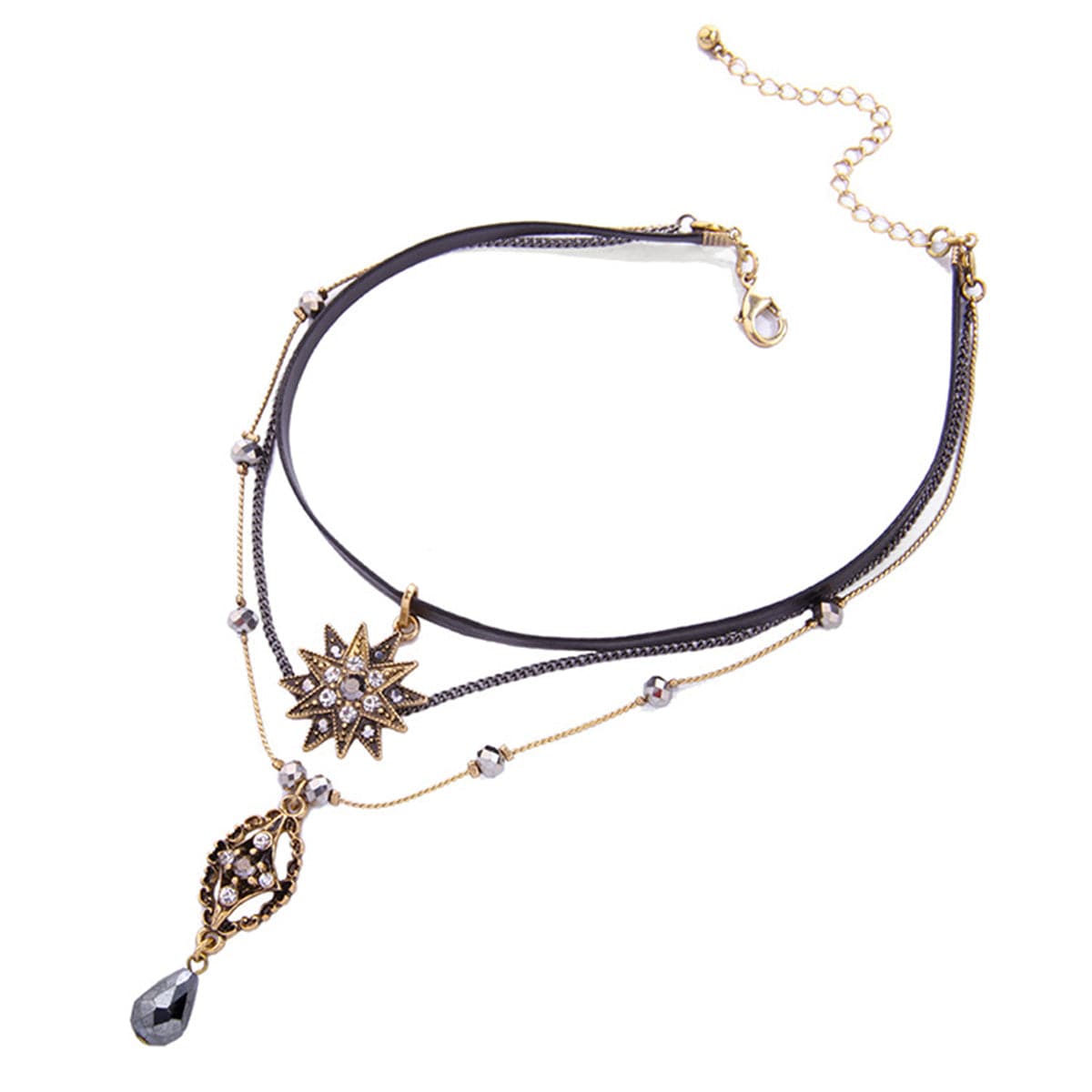 Crystal & Cubic Zirconia Sun Layered Pendant Necklace