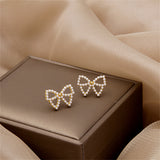 Pearl & 18k Gold-Plated Bow Stud Earrings
