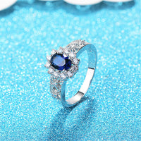 Blue Crystal & cubic zirconia Oval-Cut Promise Ring - streetregion