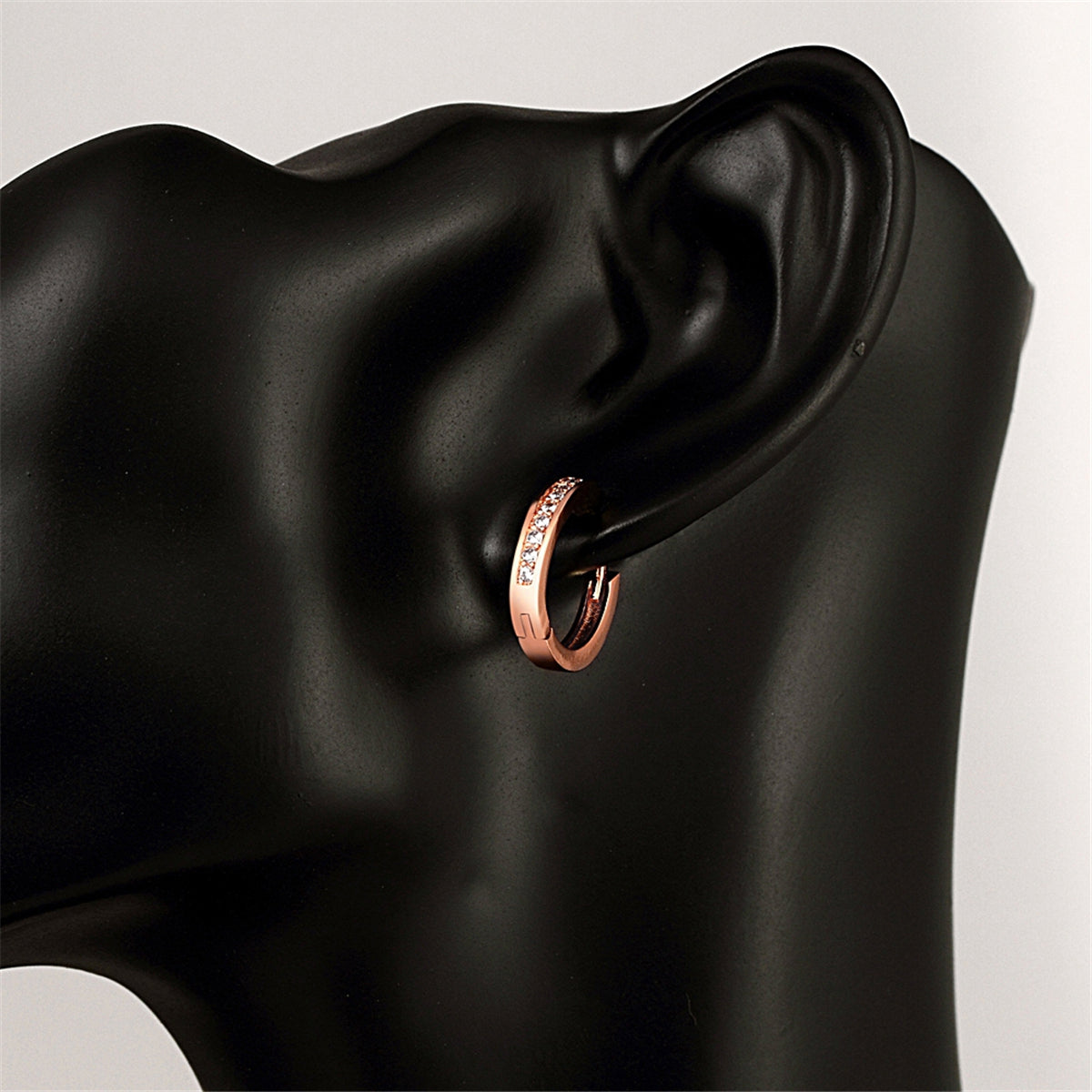 Cubic Zirconia & 18K Rose Gold-Plated Hoop Earrings