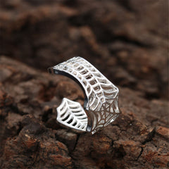 Silver-Plated Web Adjustable Ring