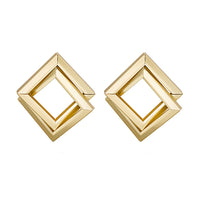 18k Gold-Plated Interlocked Open Rhombus Stud Earrings