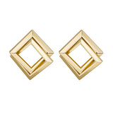 18k Gold-Plated Interlocked Open Rhombus Stud Earrings