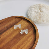 Frosted White Acrylic & Silver-Plated Bow Stud Earrings