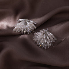 Pearl & Acrylic Silver-Plated Cluster Stud Earrings