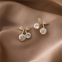 Cubic Zirconia & Crystal 18k Gold-Plated Cherry Stud Earrings