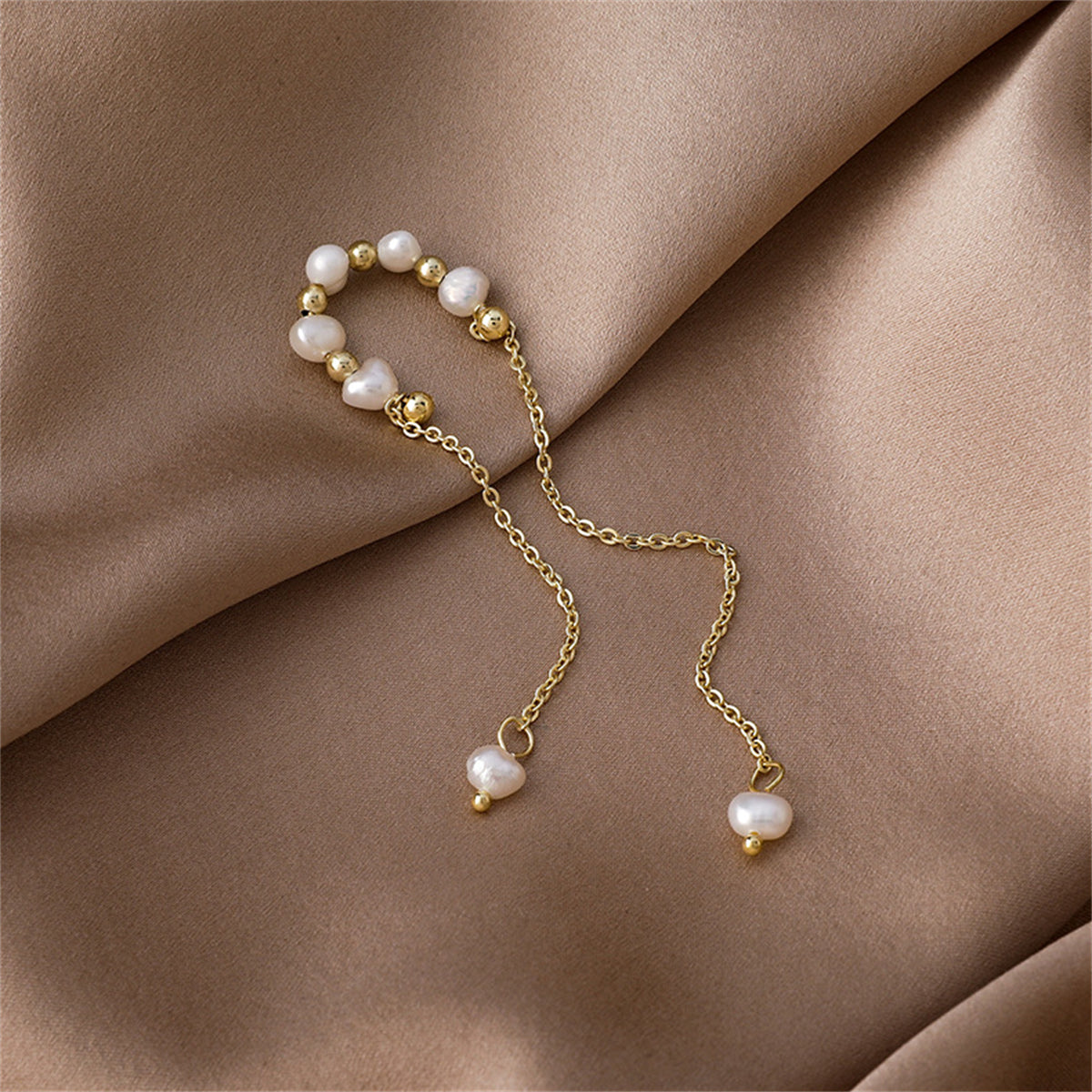 Pearl & 18K Gold-Plated Tassel Ear Cuff