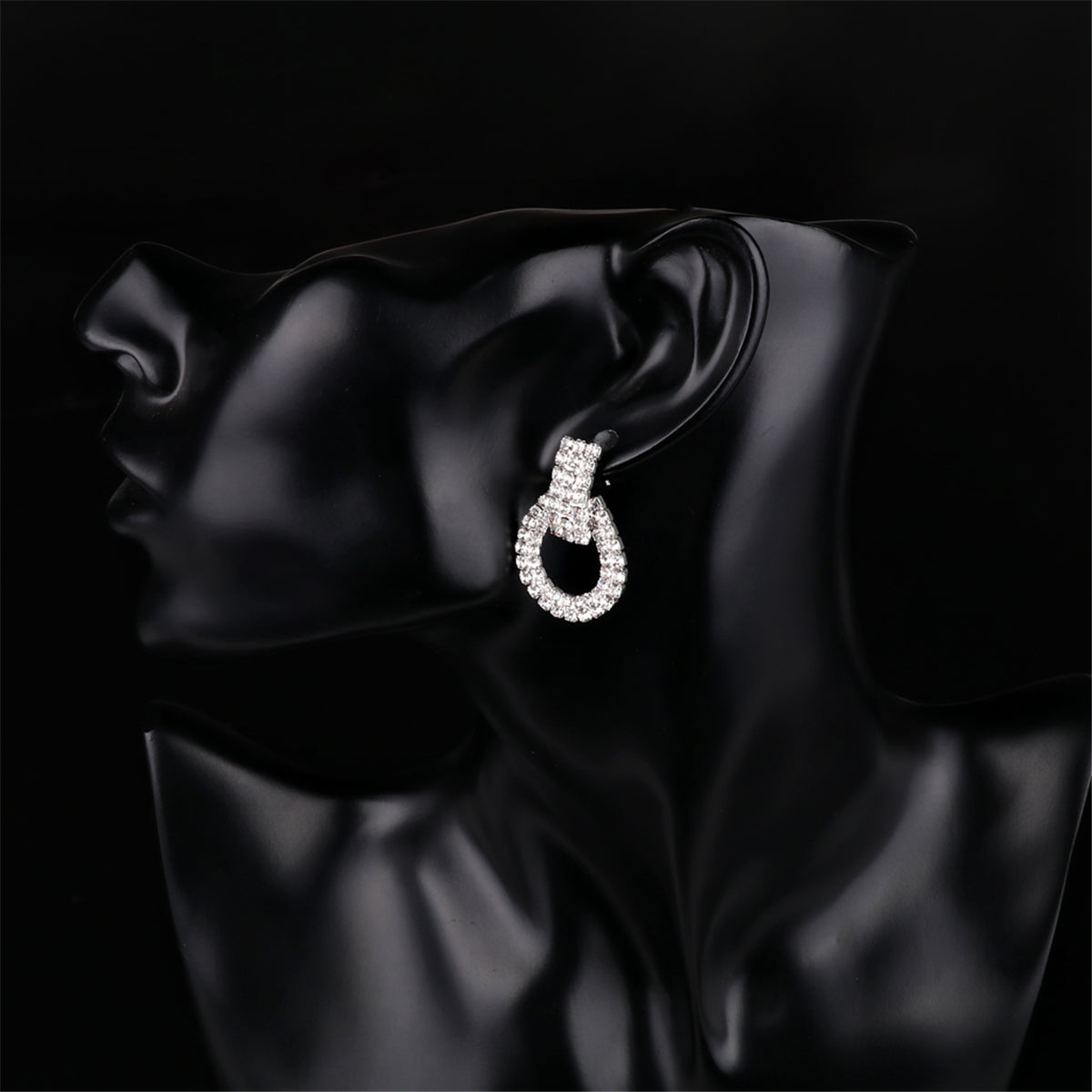 Cubic Zirconia & Silver-Plated Layer Hoop Drop Earrings
