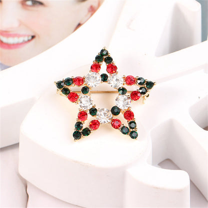 Red Cubic Zirconia and 18K Gold-Plated Openwork Star Brooch, gold brooch pin, vintage-inspired design, side view