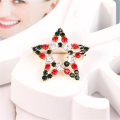 Red Cubic Zirconia & 18K Gold-Plated Openwork Star Brooch