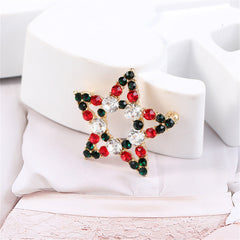 Red Cubic Zirconia & 18K Gold-Plated Openwork Star Brooch