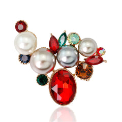 Pearl & Multicolor Crystal 18K Gold-Plated Botany Brooch