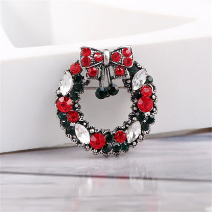 Red and Multicolor Cubic Zirconia and Silver-Plated Wreath Brooch, silver brooch pin, elegant gift for her, lifestyle look