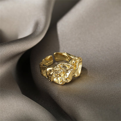 18K Gold-Plated Open Textured Geometric Ring, gold statement rings for women, elegant gift for her, styled look