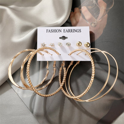 Cubic Zirconia and 18K Gold-Plated Hoop Earrings Set, gold stud earrings for women, botanical inspired, lifestyle look