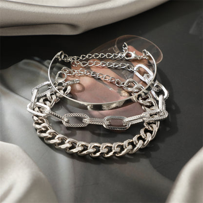 Silver-Plated Cable Chain Bracelet Set, jewelry gift sets for women, everyday style, side view