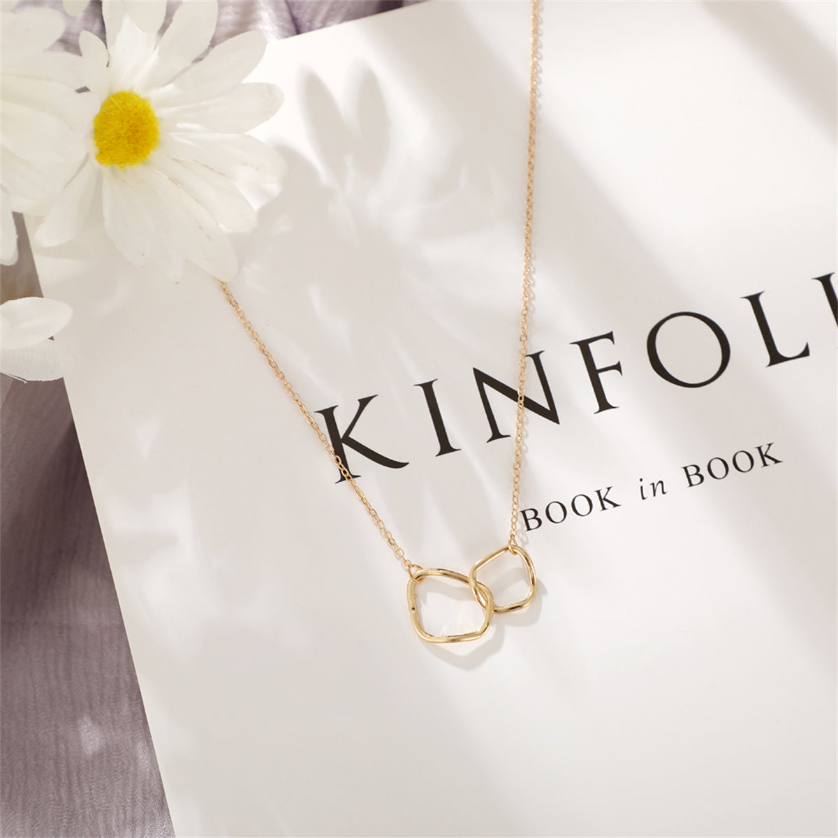 18K Gold-Plated Geometric Pendant Necklace, gold pendant necklace for women, vintage-inspired design, styled look