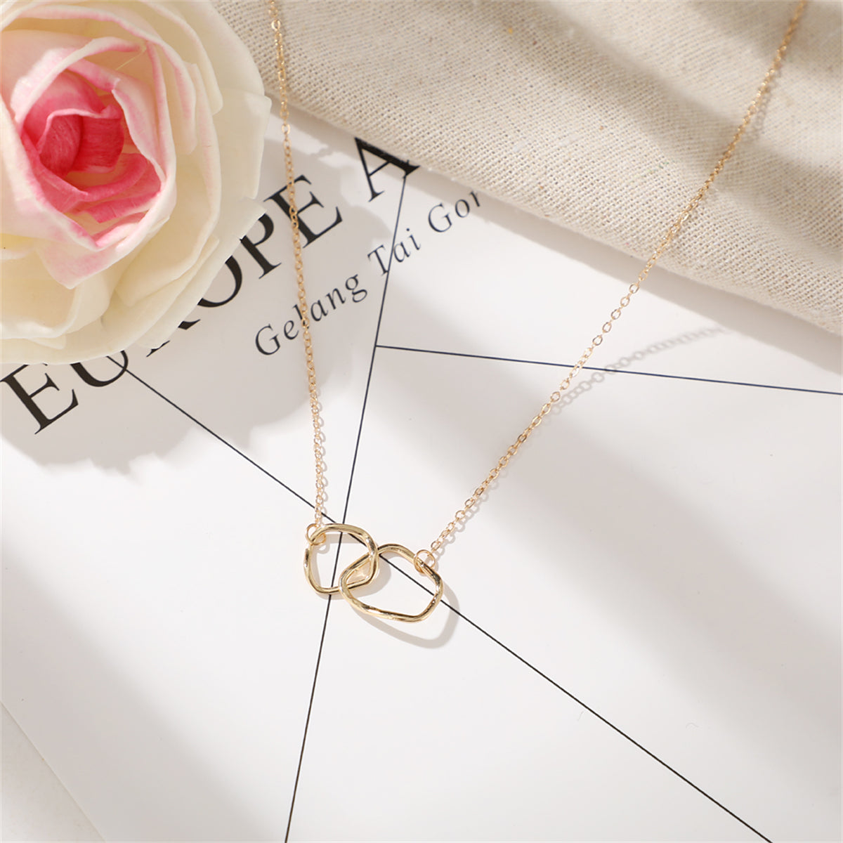 18K Gold-Plated Geometric Pendant Necklace