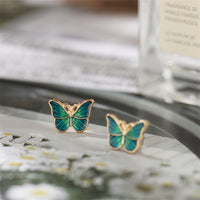 Green Acrylic & 18k Gold-Plated Stripe Butterfly Stud Earrings