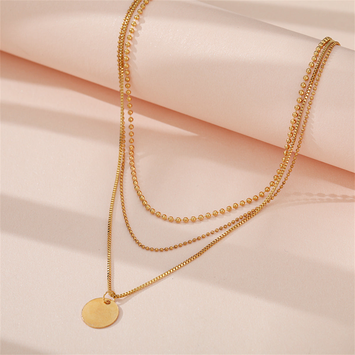 18K Gold-Plated Circle Layered Pendant Necklace