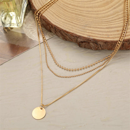 18K Gold-Plated Circle Layered Pendant Necklace, gold pendant necklace for women, botanical inspired, lifestyle look