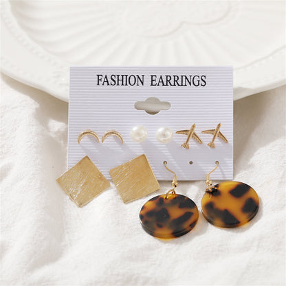 Pearl and Acrylic 18K Gold-Plated Tortoiseshell Drop Earrings Set, gold stud earrings for women, styled look