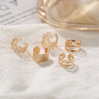 18K Gold-Plated Frosted Ear Cuff Set, gold stud earrings for women, everyday style, styled look